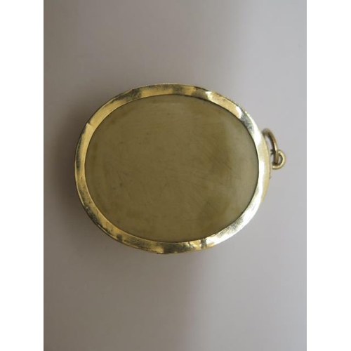 788 - A well carved lava cameo in a gold mount, 33mm x 28mm, small fault or chip to shoulder otherwise goo... 