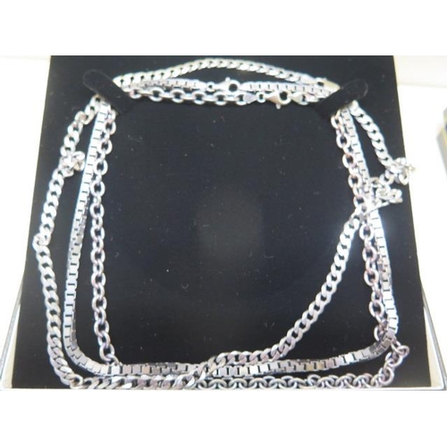 790 - Three 925 silver bracelets and three 925 silver necklaces, bracelets 21cm and 22cm long, necklaces 5... 