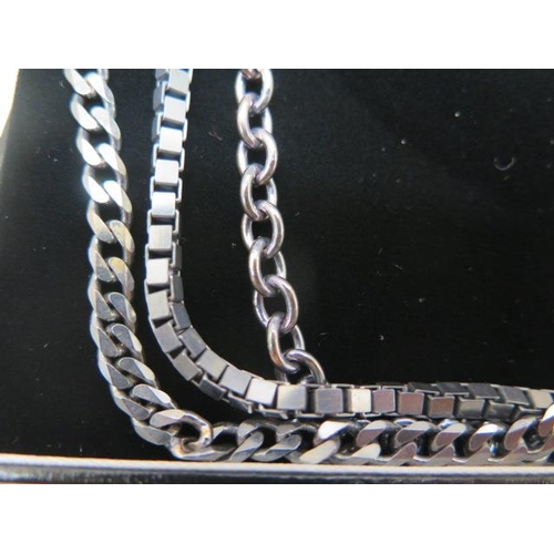 790 - Three 925 silver bracelets and three 925 silver necklaces, bracelets 21cm and 22cm long, necklaces 5... 