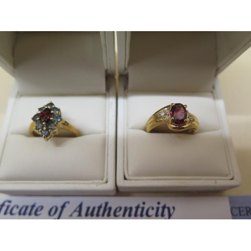 792 - A GTV 9ct yellow gold garnet and alexandrite ring, size N, approx 3.5 grams and a GTV 9ct Pyrobe gar... 