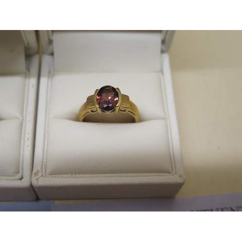 795 - Two GTV 9ct yellow gold rings, Imperial topaz and sphewe, both size N, total weight approx 6.1 grams... 