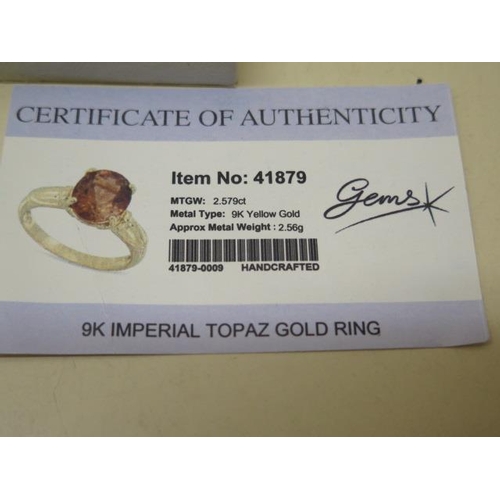 795 - Two GTV 9ct yellow gold rings, Imperial topaz and sphewe, both size N, total weight approx 6.1 grams... 