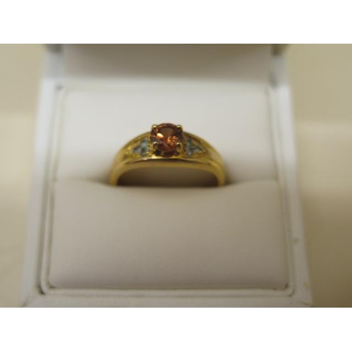 797 - Two GTV 9ct yellow gold rings, red Zircon alexandrite and Tsavorite, both size N, approx 6.1 grams, ... 