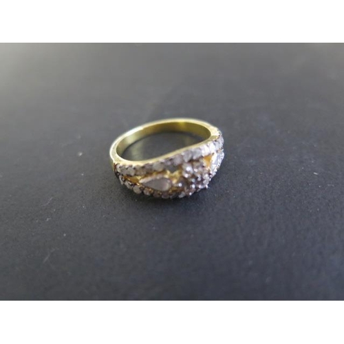 798 - A gilt rough cut diamond ring, size L/M, in generally good condition