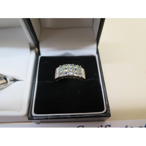 803 - Two GTV gold rings, a white gold green sapphire and diamond ring, size N approx weight 5.4 grams, an... 