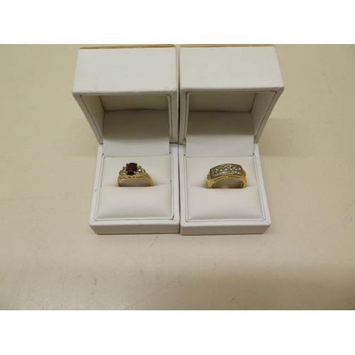 805 - Two GTV 9ct rings, alexandrite and garnet and alexandrite, both size N, approx 6.3 grams, both good ... 