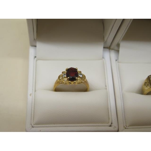 805 - Two GTV 9ct rings, alexandrite and garnet and alexandrite, both size N, approx 6.3 grams, both good ... 