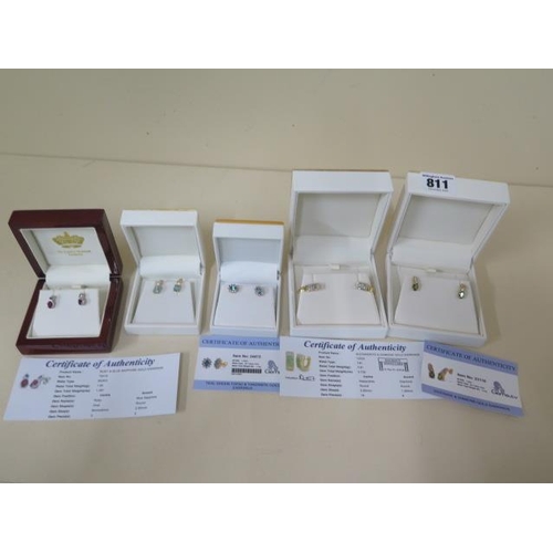 811 - Three pairs of GTV yellow gold earrings, pair of 9ct white gold earrings and a pair of 14ct alexandr... 