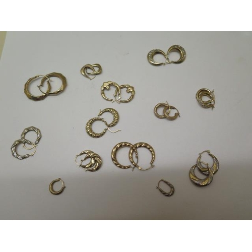 848 - A collection of 9ct gold earrings, approx 13 grams