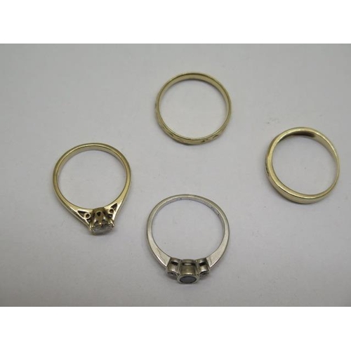 854 - Four 9ct gold dress rings, sizes J/K/L, approx 6.6 grams