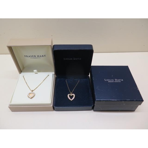 863 - A 9ct gold heart locket on chain and a 9ct heart pendant on chain, total weight approx 8.4 grams