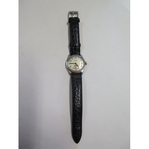 966 - A cased gents Rodania, swiss made, mechanical manual wind watch with a military style dial, circa 19... 