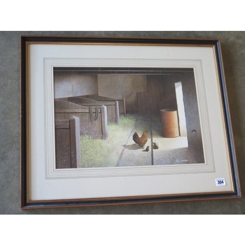 304 - Paul Dawson watercolour entitled Howards Barn in a distressed gilt frame, 54cm x 67cm, in good condi... 