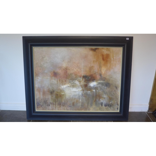 221 - A large abstract Turneresque oil on canvas, signed bottom right, Ouintessa Art Collection label vers... 