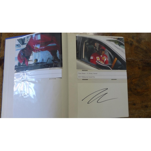 268 - A collection of 37 Formula 1 racing signatures including Sir Stirling Moss, Lewis Hamilton and Murra... 