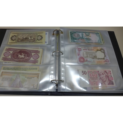 622 - An album of 183 World bank notes, some scarce and uncirculated