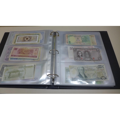 622 - An album of 183 World bank notes, some scarce and uncirculated