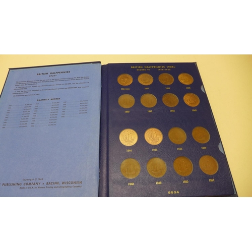 623 - A complete album of 32 British halfpennies 1937-1967