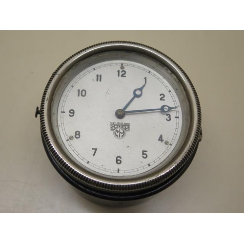 102 - A Smiths 8 day car dashboard clock - working - Diameter 9cm