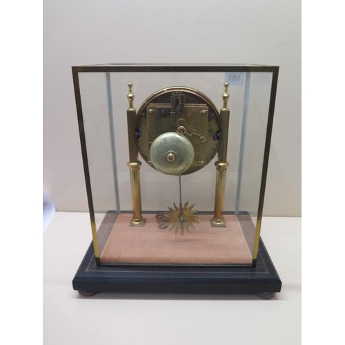 107 - A French 8 day striking clock under glass cover - running in the saleroom - Height 31cm x 28cm x 20c... 