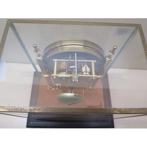 107 - A French 8 day striking clock under glass cover - running in the saleroom - Height 31cm x 28cm x 20c... 