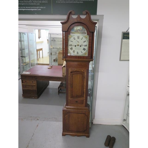 113 - A 19th century mahogany and oak 8 day striking longcase clock signed R Tennison Chesterfield with a ... 