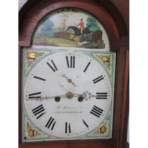 113 - A 19th century mahogany and oak 8 day striking longcase clock signed R Tennison Chesterfield with a ... 