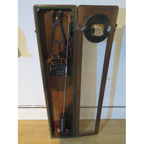 115 - An oak case synchronome electric factory master clock - Dykes Bros Glasgow - Height 126cm x Width 26... 
