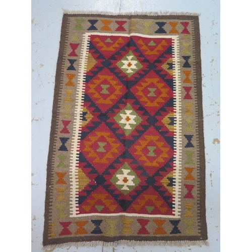 133 - A hand knotted woollen Maimana Kilim rug - 133cm x 87cm
