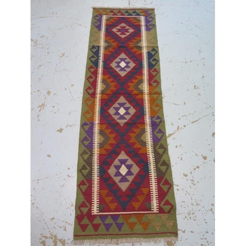 135 - A hand knotted woollen Maimana Kilim runner - 192cm x 60cm