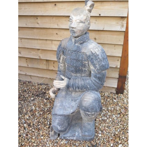 16 - A clay replica Terracotta Army kneeling Archer - Height 117cm x 54cm x 49cm - head detaches - part o... 