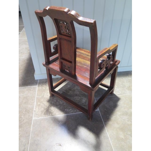 45 - An early 20th century carved wooden lacquered Chinese armchair - in sturdy condition, some general w... 