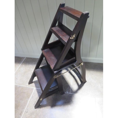 5 - A 20th century metamorphic library chair with brass fittings - in good polished condition