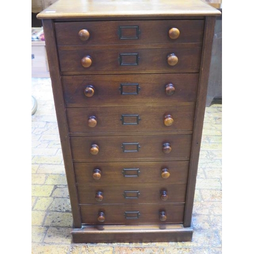 71 - A late Victorian mahogany seven drawer Wellington chest with a fitted double top drawer stamped J AN... 