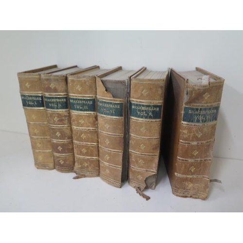 746 - Six leather bound volumes The Works of William Shakespeare, Edward Moxon 1857 - bindings poor