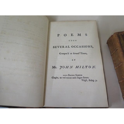 748 - Three leather bound volumes Paradise and Paradise Lost Newtons Milton, John Exshaw 1754