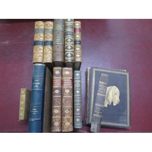 749 - A collection of leather bound and other books Half Hours with the Best Authors, History of Eton Coll... 