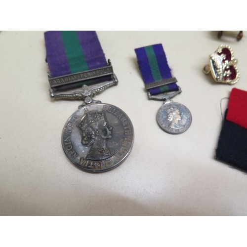 1015 - The Queens Own Highlanders (Camerons) Elizabeth II service medal to Captain RA McGregor with Arabian... 