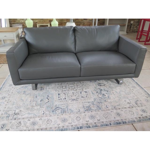 16 - An ex display Italia Living grey leather 2/3 seater sofa, top quality and as new - retails at £2299 ... 