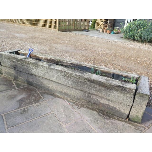 22 - An oak planter made from reclaimed railway sleepers - dismantled for ease of transport - length 300c... 