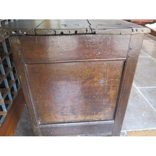 46 - An 18th century carved oak coffer with good patina - height 64cm x 113cm x 43cm