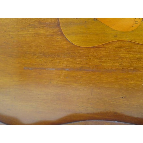 47 - A mahogany kidney shape shell inlaid tray - 59cm x 38cm - some wear but sound clean condition
