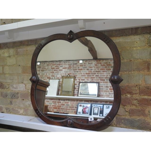 48 - An oak shaped wall mirror - 71cm x 71cm - generally good, some expansion splits
