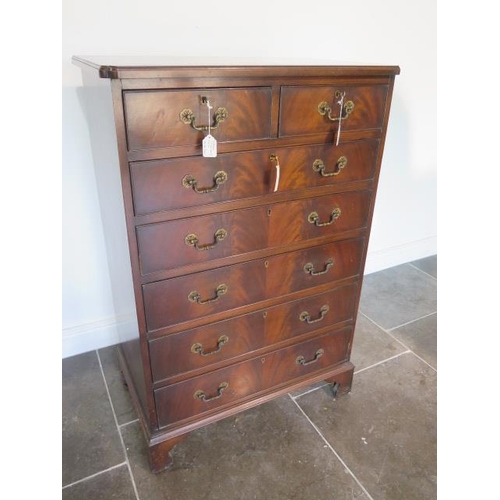50 - A good Georgian style mahogany seven drawer chest on bracket feet - height 115cm x 76cm x 50cm from ... 