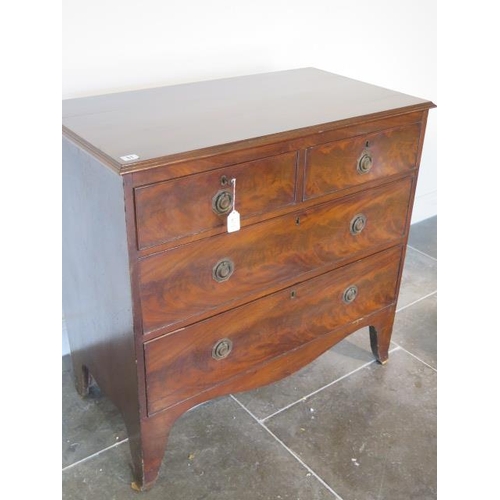 51 - A 19th century mahogany four drawer chest on bracket feet - height 87cm x 91cm x 48cm - some marks c... 