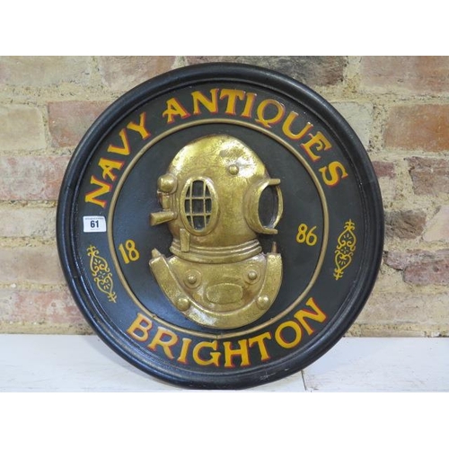 61 - A reproduction Navy Antiques Brighton painted sign - diameter 45cm