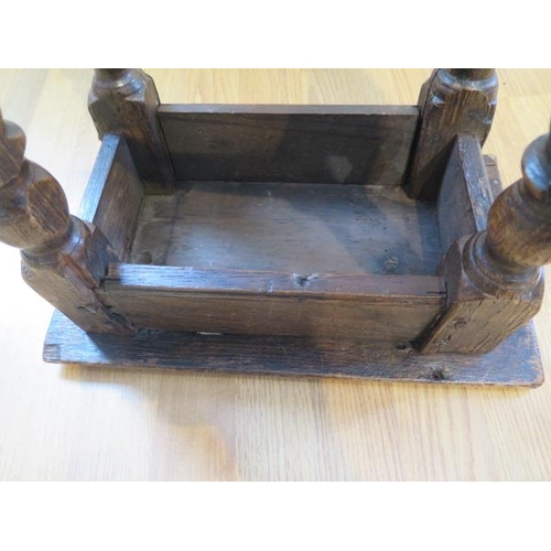 85 - An 18th century oak joint stool on turned supports - height 48cm x 41cm x 25cm