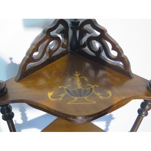 88 - A Victorian inlaid walnut four tier corner whatnot in fully restored condition - height 122cm