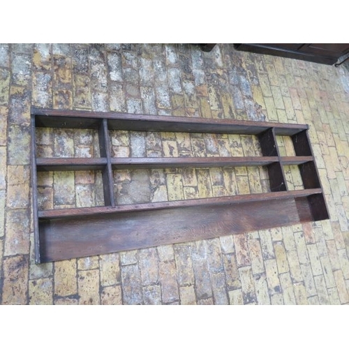 63 - A Georgian oak dresser rack - height 75cm x 198cm x 15cm