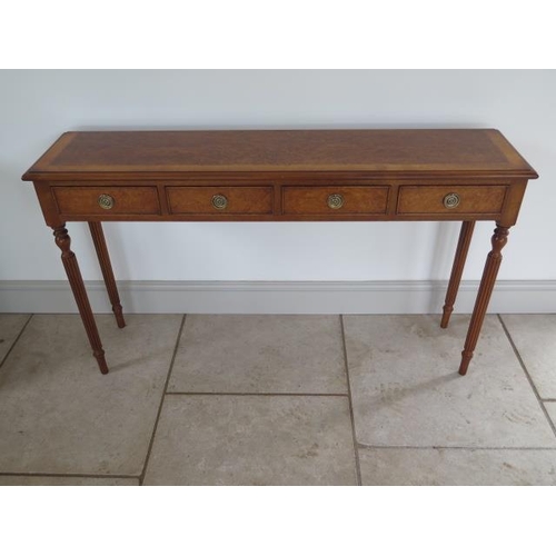37 - A new four drawer hall table on turned reeded legs made by a local craftsman to a high standard, 77c... 
